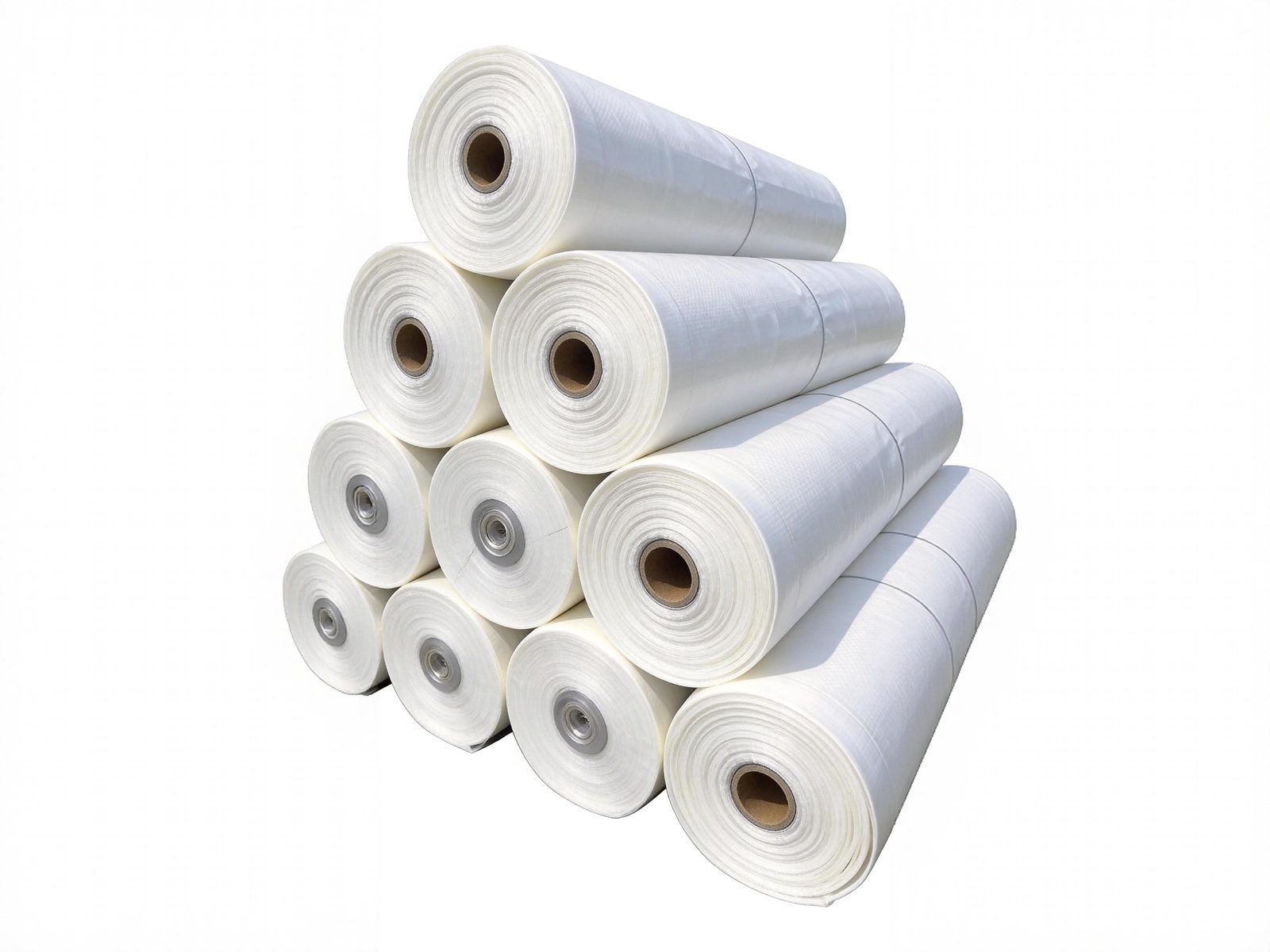 Rolls of white HDPE woven LDPE laminated cherry rain cover tarpaulin