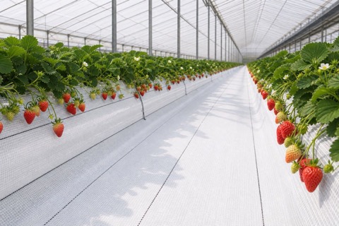 Reflective ground cover fabric for greenhouse and field use