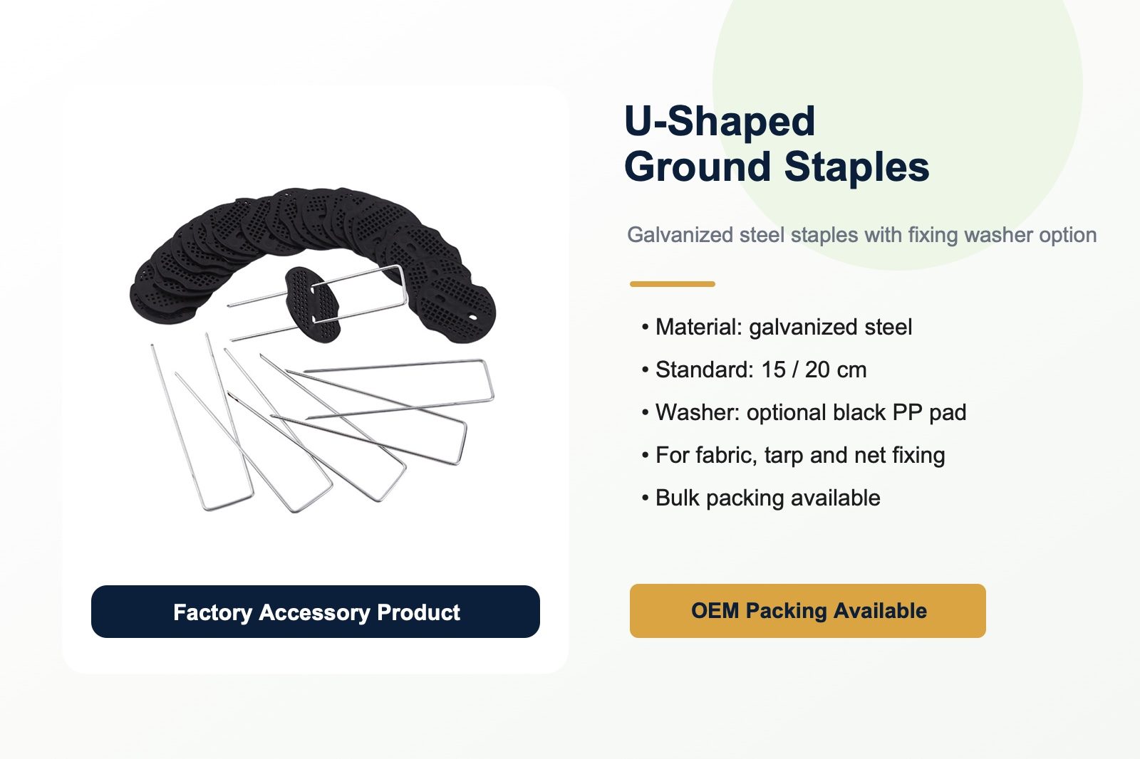 Galvanized U-shaped ground staples with washer