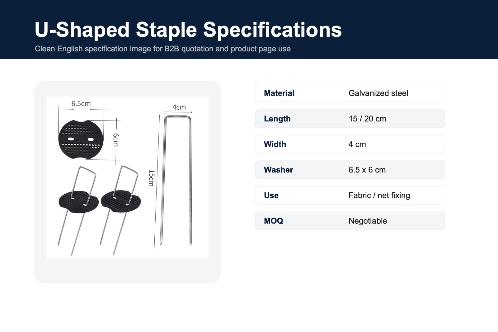 U-shaped ground staple English specifications